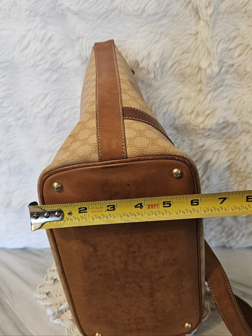 Celine Tan Monogram Shoulder Bag Vintage Bag In Beautiful Condition - Picture 14 of 15